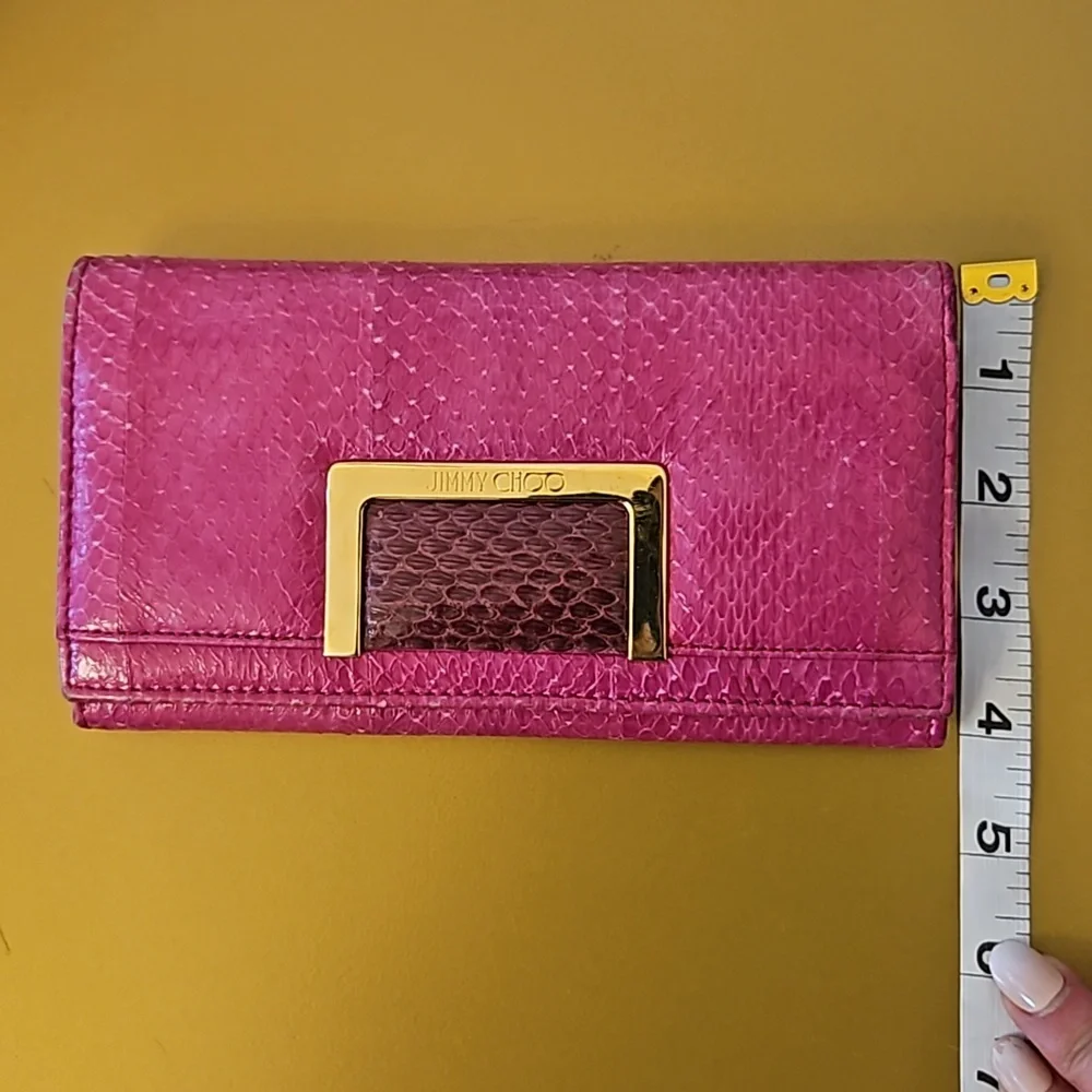 EUC Jimmy Choo Snakeskin Continental Wall in Hot Pink w/ COA - Picture 15 of 15